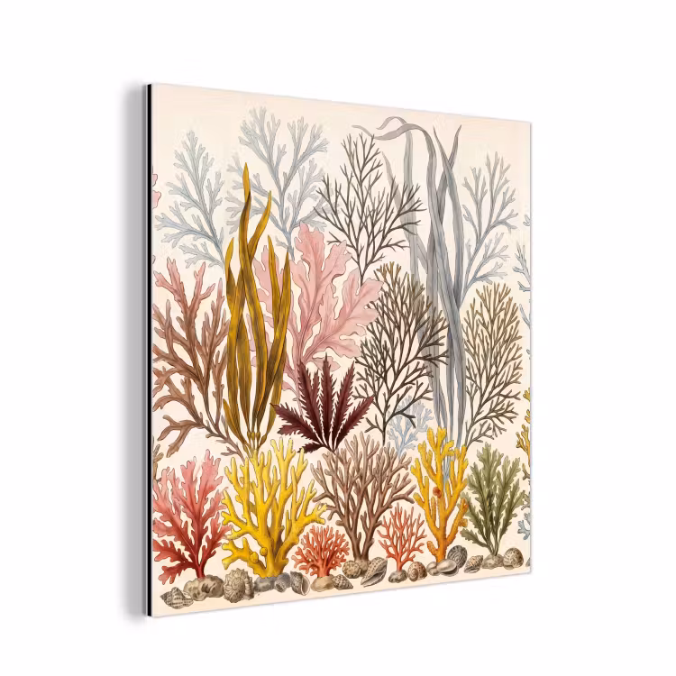 Natuur - Onderwater - Botanisch - Vintage - Kleurrijk aluminium wit klein -3d