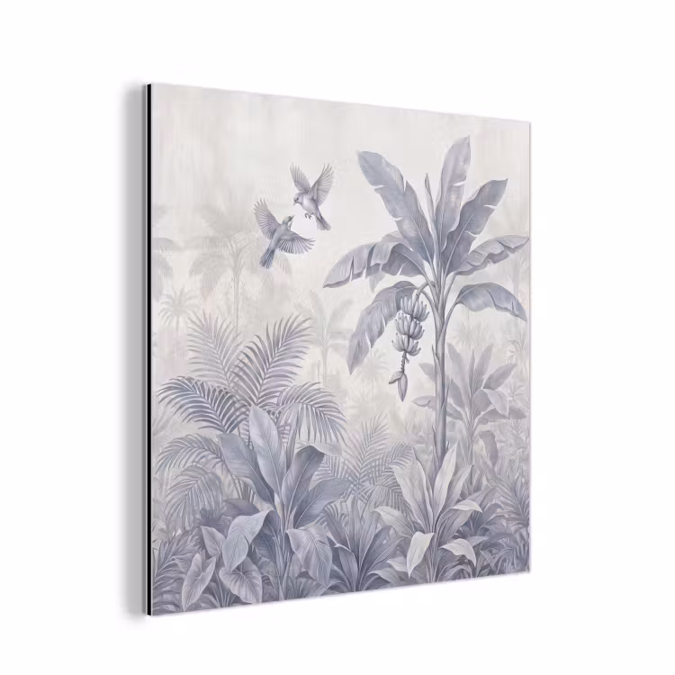 Natuur - Vogel - Jungle - Illustratie - Blauw aluminium wit klein -3d