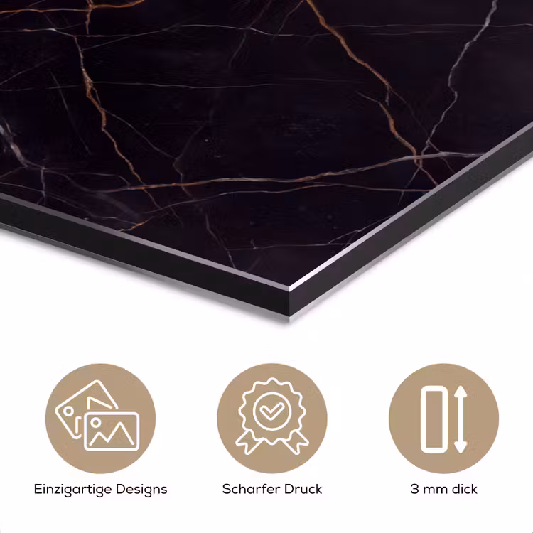 Natuursteen - Marmerpatroon - Abstract - Modern - Zwart - Goud aluminium wit klein -closeup_DE