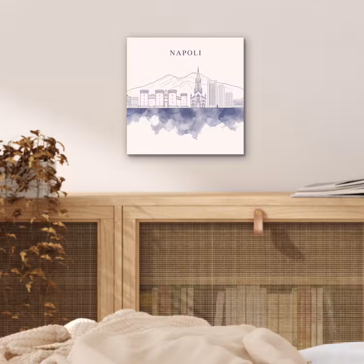Napels - Skyline - Italie - Lijntekening - Aquarel aluminium wit klein -sfeer3