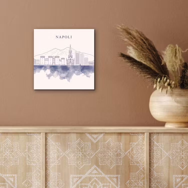 Napels - Skyline - Italie - Lijntekening - Aquarel aluminium wit klein -sfeer4