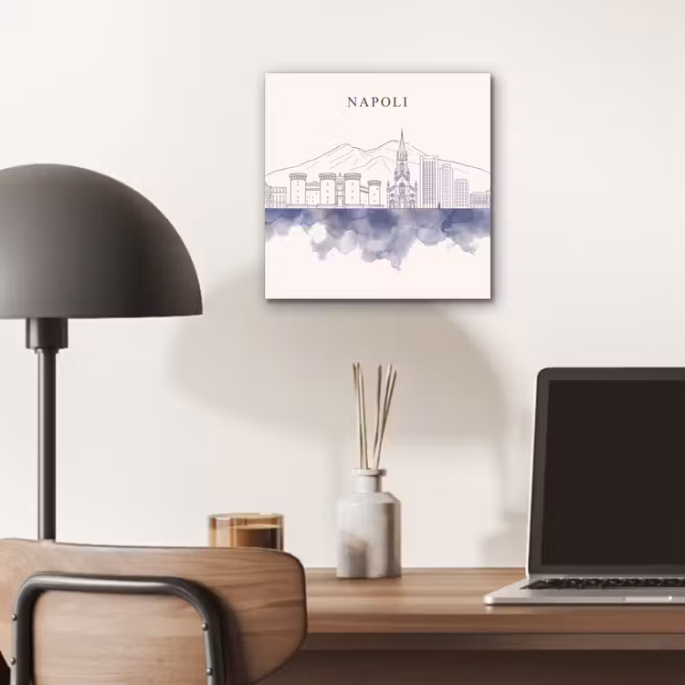 Napels - Skyline - Italie - Lijntekening - Aquarel aluminium wit klein -sfeer5