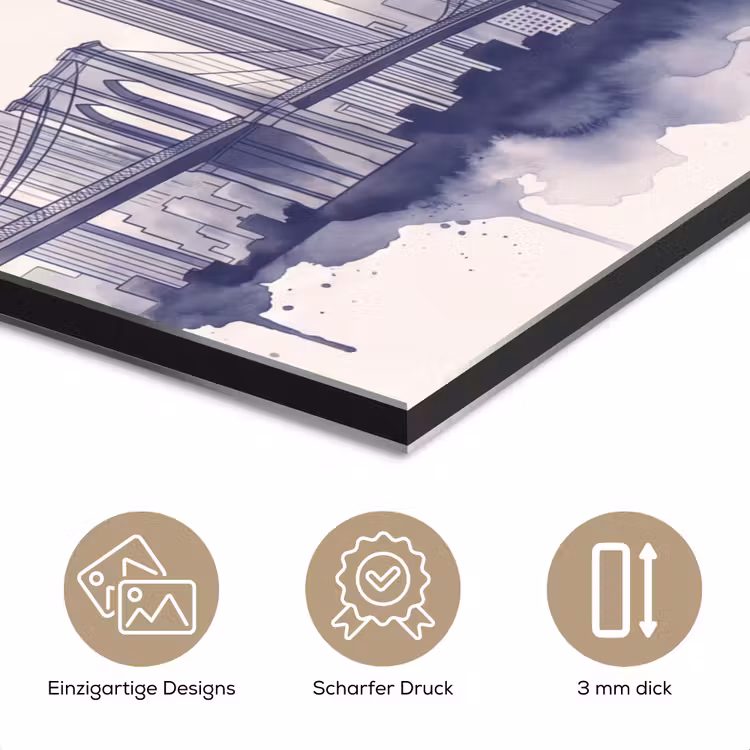 New York - Vrijheidsbeeld - Skyline - Illustratie - Blauw aluminium wit klein -closeup_DE