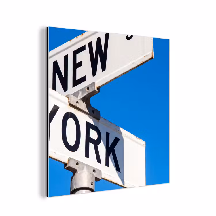 New York - Straatbord - Stad - Urban - Blauw aluminium wit klein -3d