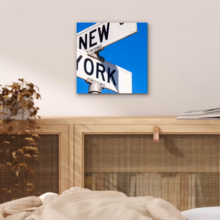 New York - Straatbord - Stad - Urban - Blauw aluminium wit klein -sfeer3