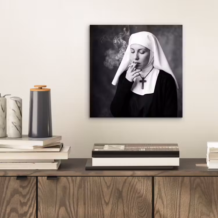 Alu-Dibond-Bild - Nichtraucher - Porträt - Schwarz - Weiß - Rebellen - Non - Roken - Portret - Zwart - Wit - Rebels aluminium wit klein