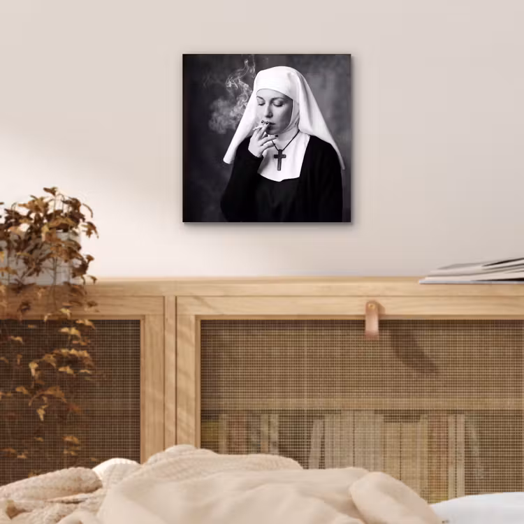 Alu-Dibond-Bild - Nichtraucher - Porträt - Schwarz - Weiß - Rebellen - Non - Roken - Portret - Zwart - Wit - Rebels aluminium wit klein