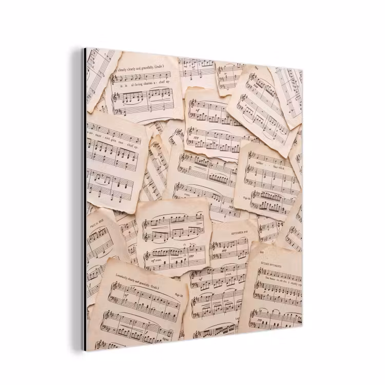 Bladmuziek - Oud - Noten - Vintage - Beige aluminium wit klein -3d