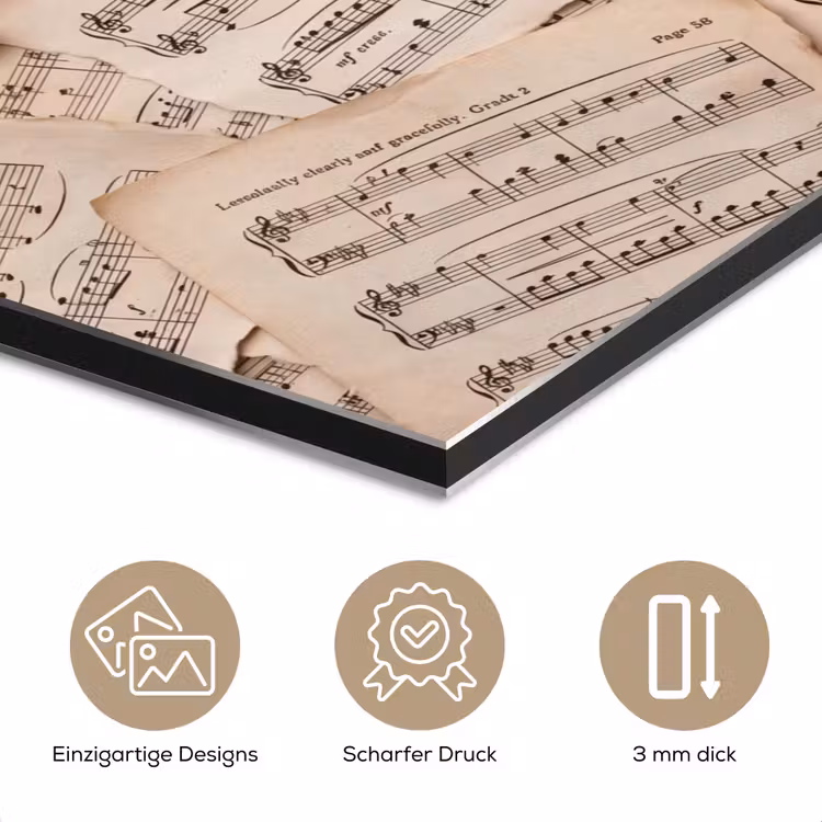 Bladmuziek - Oud - Noten - Vintage - Beige aluminium wit klein -closeup_DE