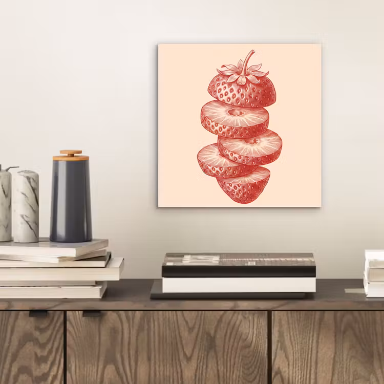 Fruit - Gesneden - Illustratie - Rood - Vintage aluminium wit klein -sfeer1