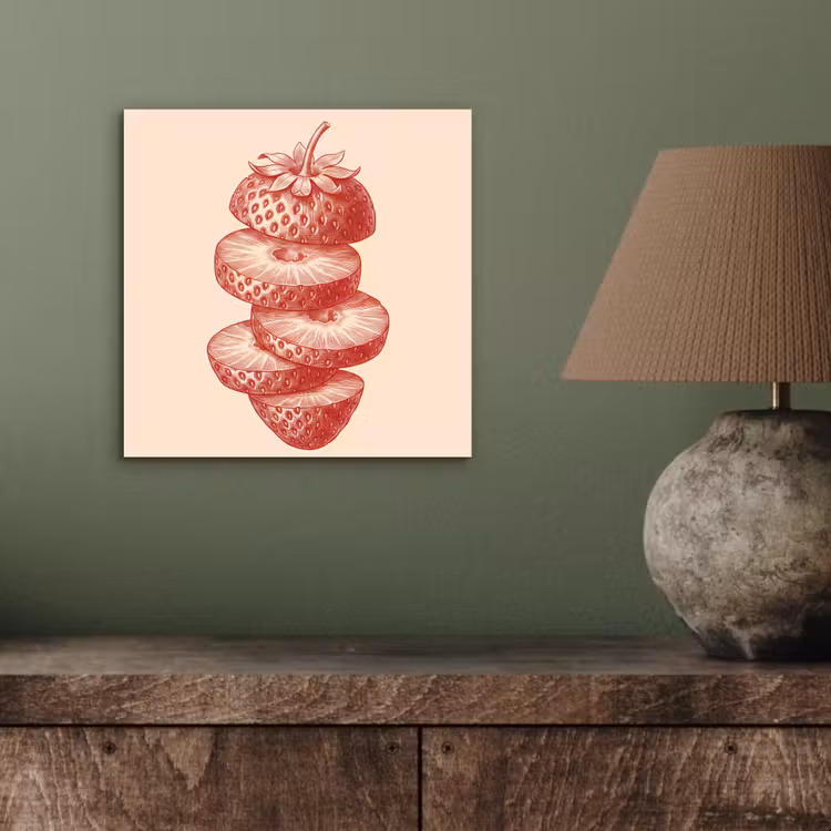 Fruit - Gesneden - Illustratie - Rood - Vintage aluminium wit klein -sfeer2