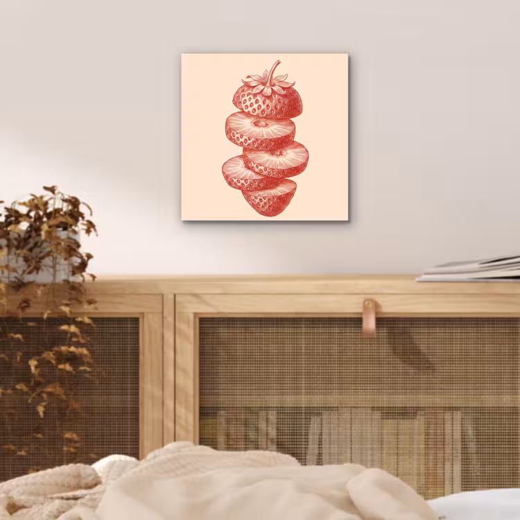 Fruit - Gesneden - Illustratie - Rood - Vintage aluminium wit klein -sfeer3