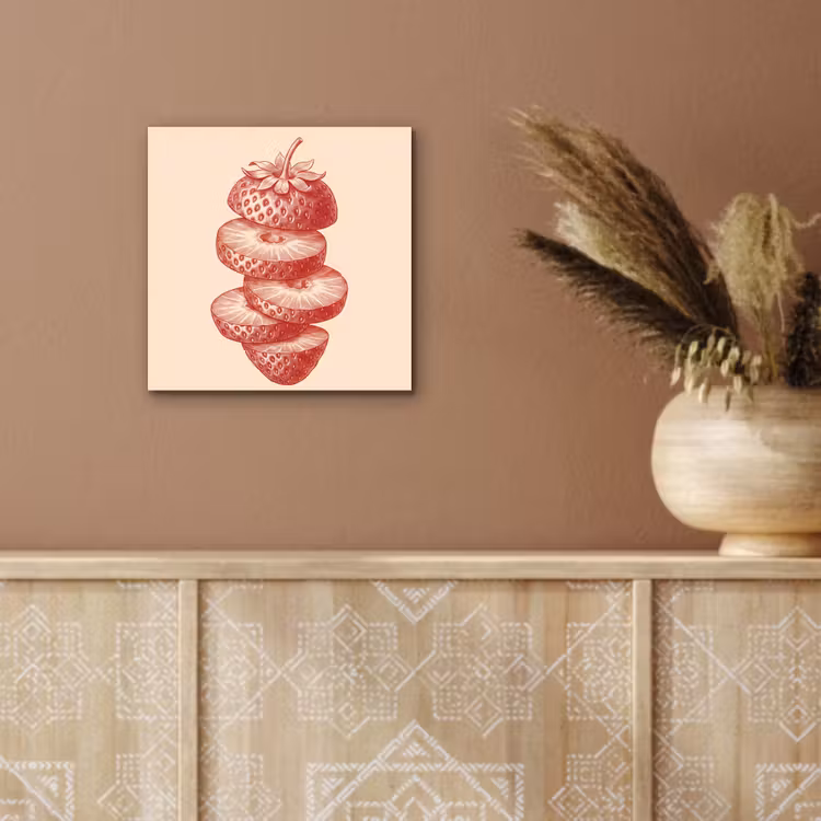Fruit - Gesneden - Illustratie - Rood - Vintage aluminium wit klein -sfeer4
