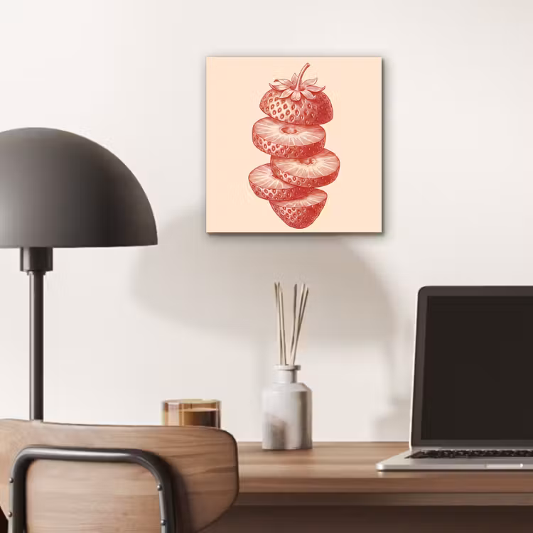 Fruit - Gesneden - Illustratie - Rood - Vintage aluminium wit klein -sfeer5