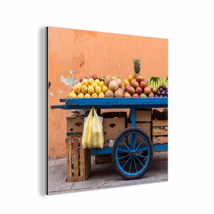 Alu-Dibond-Bild - Obst – Kar – Straße - Fruit - Kar - Straat aluminium wit klein