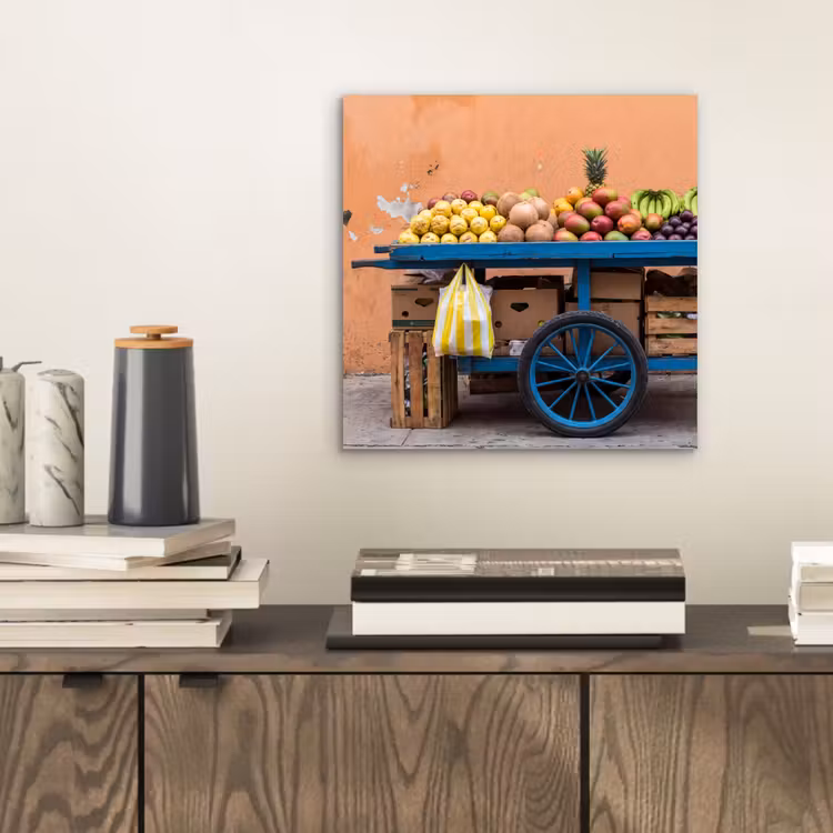 Alu-Dibond-Bild - Obst – Kar – Straße - Fruit - Kar - Straat aluminium wit klein