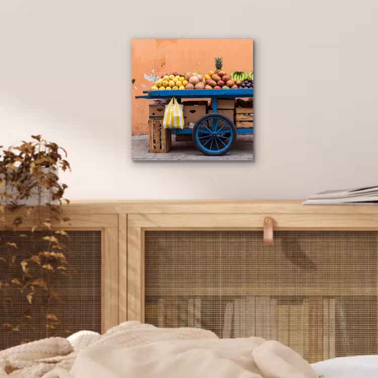 Alu-Dibond-Bild - Obst – Kar – Straße - Fruit - Kar - Straat aluminium wit klein