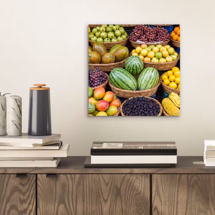 Alu-Dibond-Bild - Obst – Markt – Bunt - Fruit - Markt - Kleurrijk aluminium wit klein