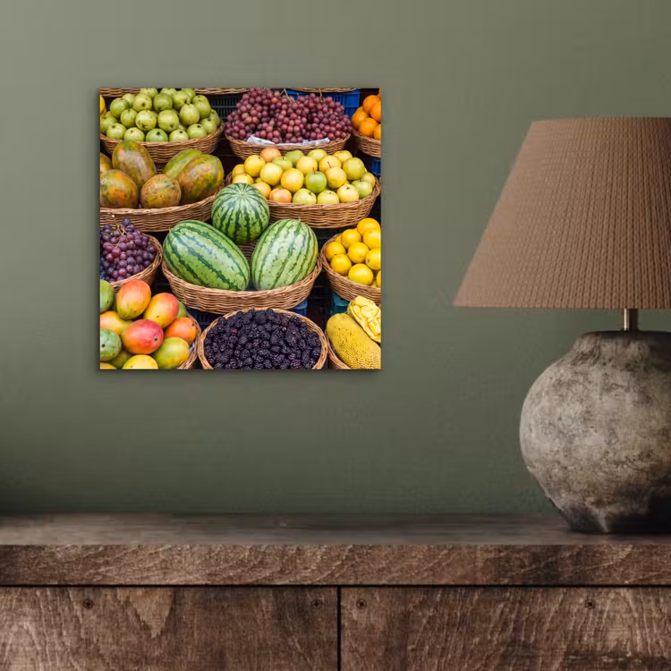 Alu-Dibond-Bild - Obst – Markt – Bunt - Fruit - Markt - Kleurrijk aluminium wit klein