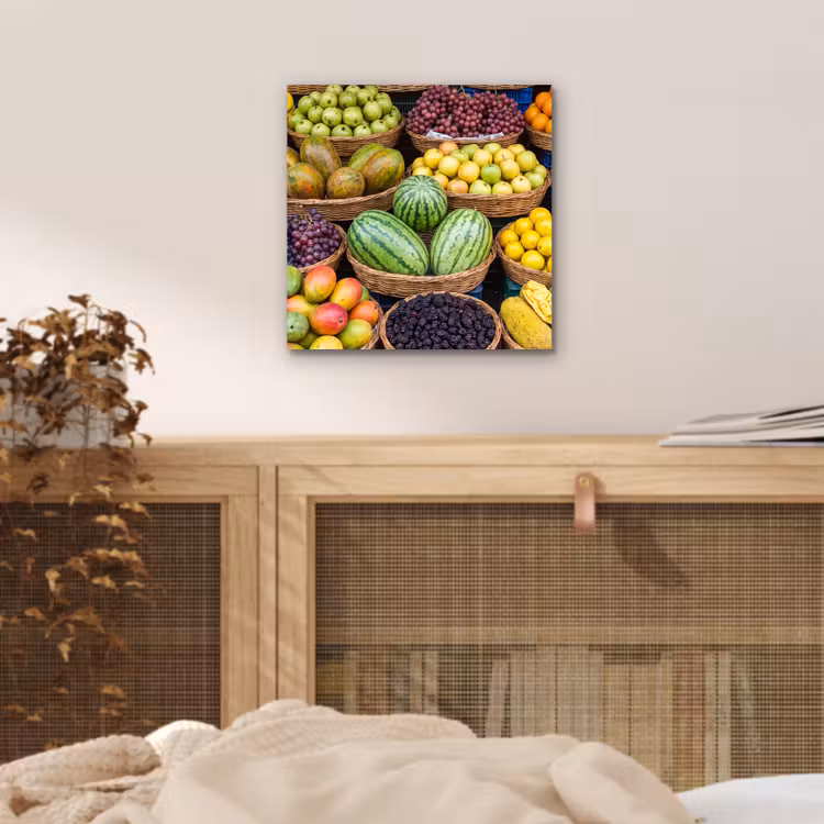 Alu-Dibond-Bild - Obst – Markt – Bunt - Fruit - Markt - Kleurrijk aluminium wit klein
