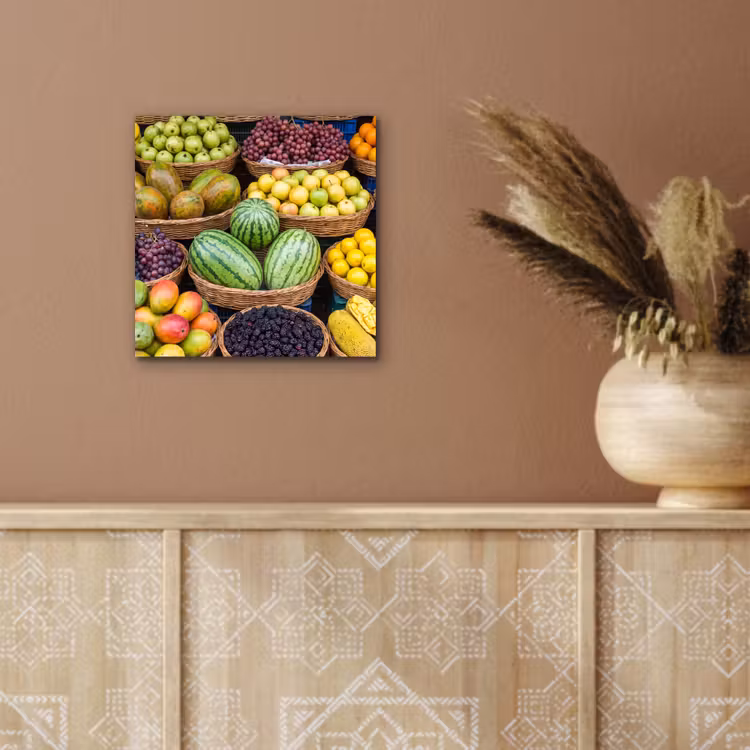 Alu-Dibond-Bild - Obst – Markt – Bunt - Fruit - Markt - Kleurrijk aluminium wit klein