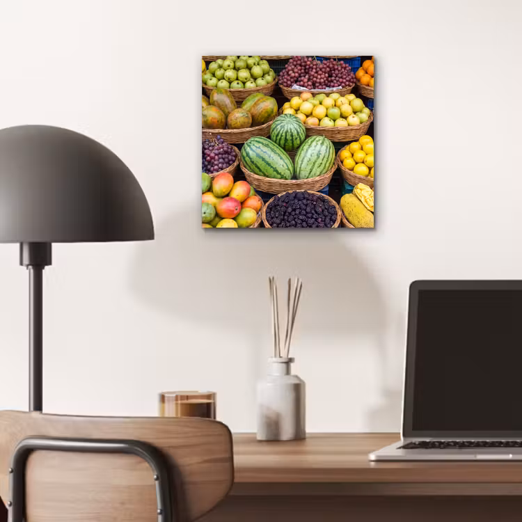 Alu-Dibond-Bild - Obst – Markt – Bunt - Fruit - Markt - Kleurrijk aluminium wit klein