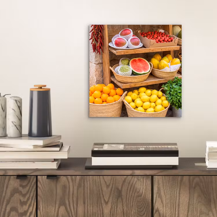 Alu-Dibond-Bild - Obst – Markt – Frisch - Fruit - Markt - Vers aluminium wit klein