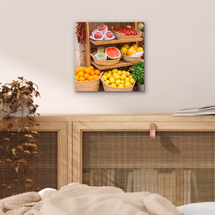 Alu-Dibond-Bild - Obst – Markt – Frisch - Fruit - Markt - Vers aluminium wit klein