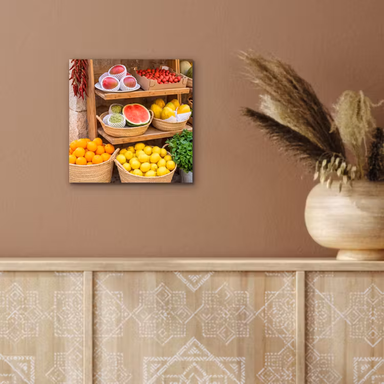 Alu-Dibond-Bild - Obst – Markt – Frisch - Fruit - Markt - Vers aluminium wit klein