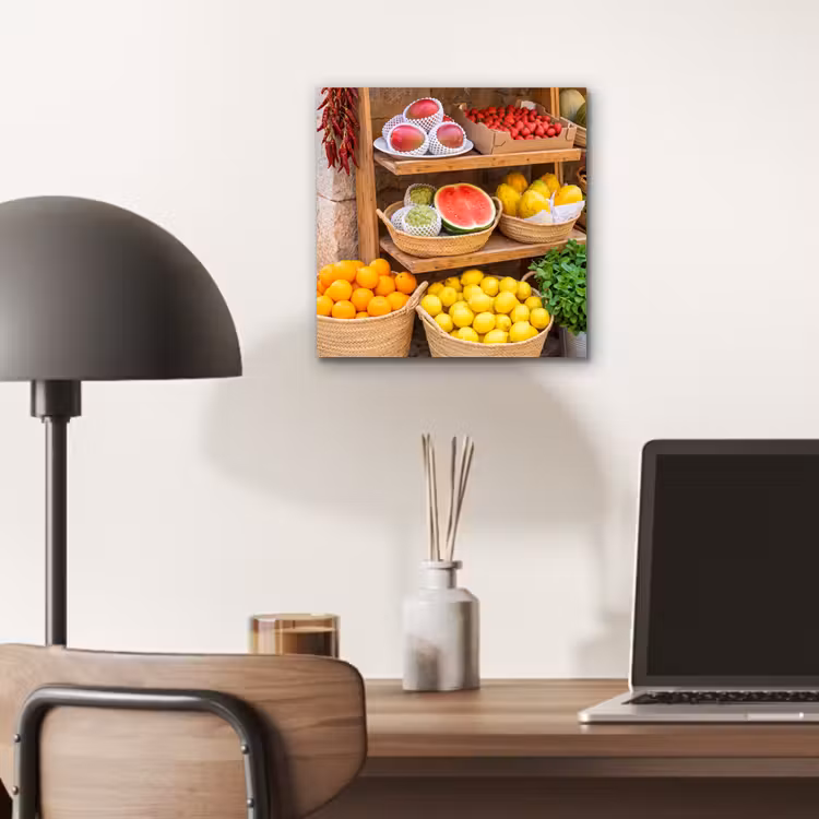 Alu-Dibond-Bild - Obst – Markt – Frisch - Fruit - Markt - Vers aluminium wit klein