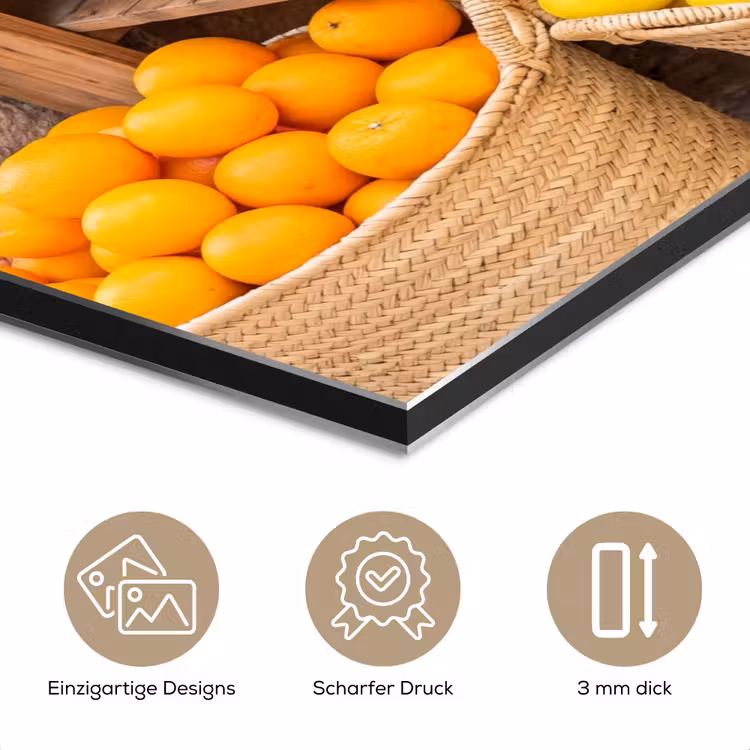 Alu-Dibond-Bild - Obst – Markt – Frisch - Fruit - Markt - Vers aluminium wit klein