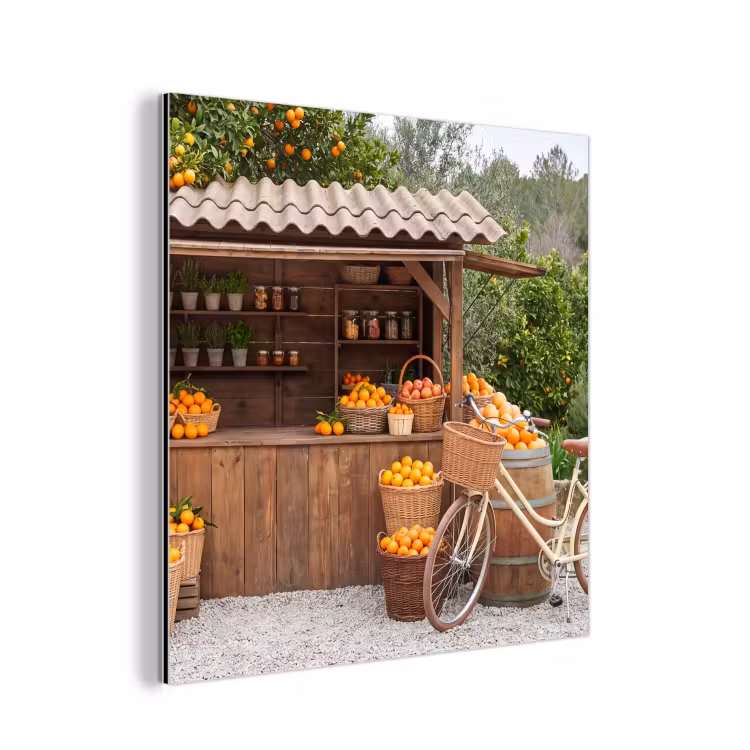 Alu-Dibond-Bild - Obst – Markt – Ländlich - Fruit - Markt - Landelijk aluminium wit klein