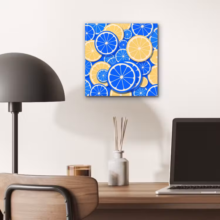 Fruit - Schijven - Patroon - Modern - Blauw - Geel aluminium wit klein -sfeer5
