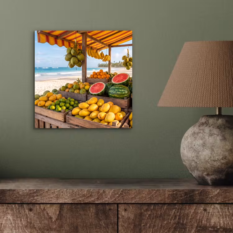 Alu-Dibond-Bild - Obst – Strand – Tropisch - Fruit - Strand - Tropisch aluminium wit klein