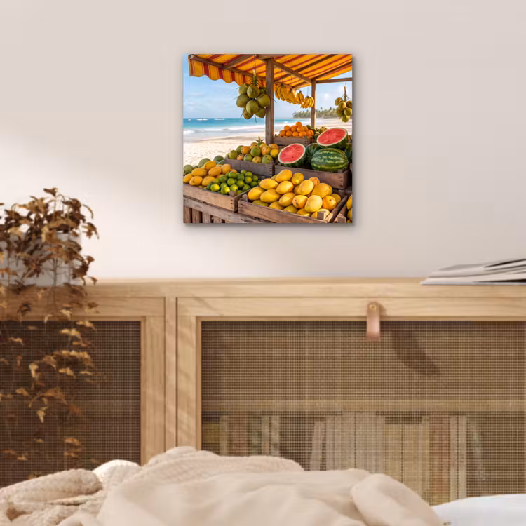 Alu-Dibond-Bild - Obst – Strand – Tropisch - Fruit - Strand - Tropisch aluminium wit klein