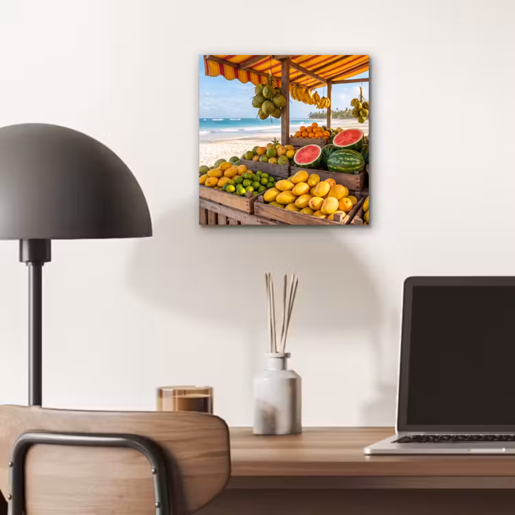Alu-Dibond-Bild - Obst – Strand – Tropisch - Fruit - Strand - Tropisch aluminium wit klein
