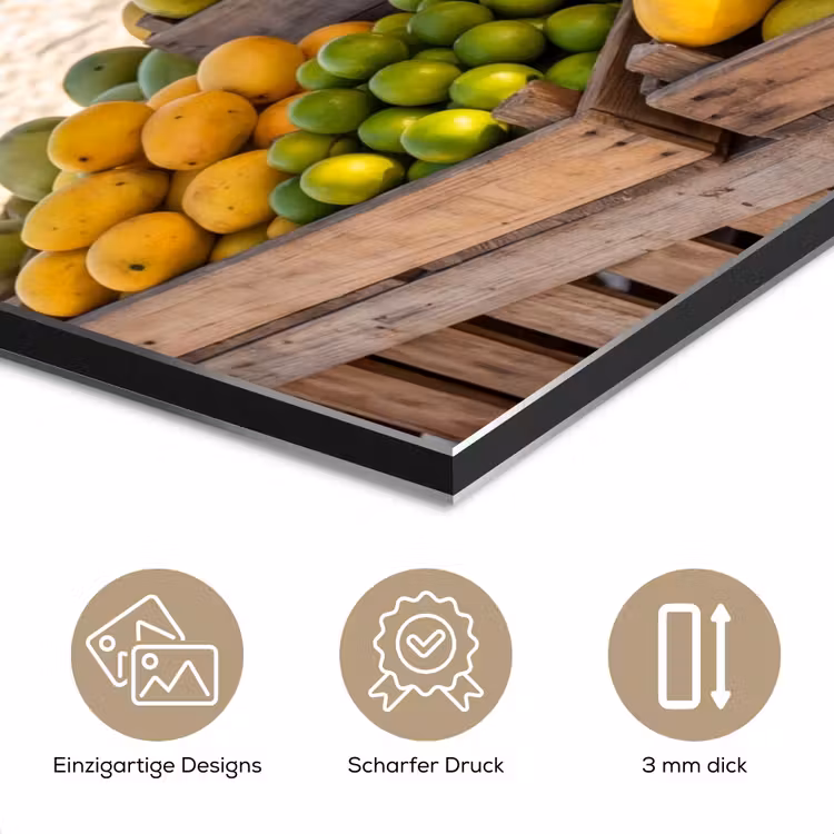 Alu-Dibond-Bild - Obst – Strand – Tropisch - Fruit - Strand - Tropisch aluminium wit klein