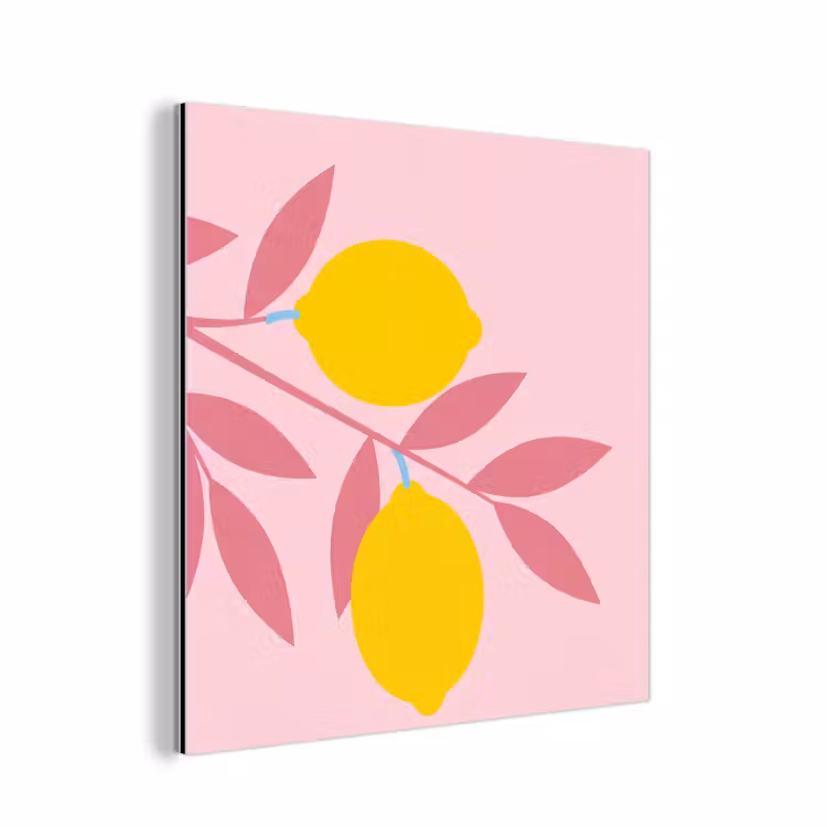 Fruit - Tak - Natuur - Abstract - Roze aluminium wit klein -3d