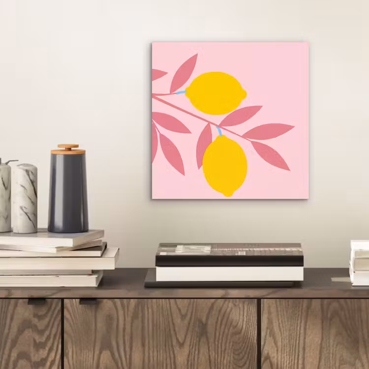 Fruit - Tak - Natuur - Abstract - Roze aluminium wit klein -sfeer1