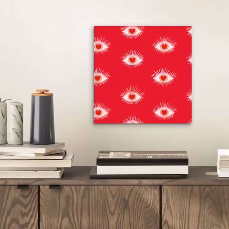 Ogen - Hart - Abstract - Rood - Roze aluminium wit klein 46 -sfeer1