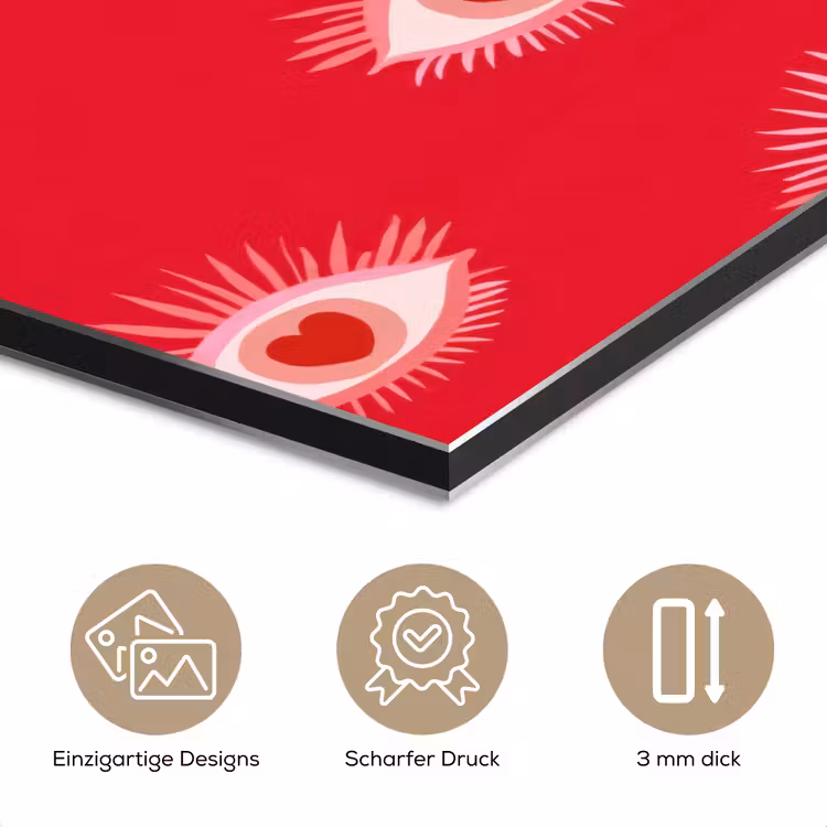 Ogen - Hart - Abstract - Rood - Roze aluminium wit klein 46 -closeup_DE