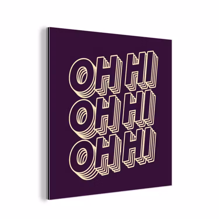 Oh hi - Paars - 3D aluminium wit klein -3d