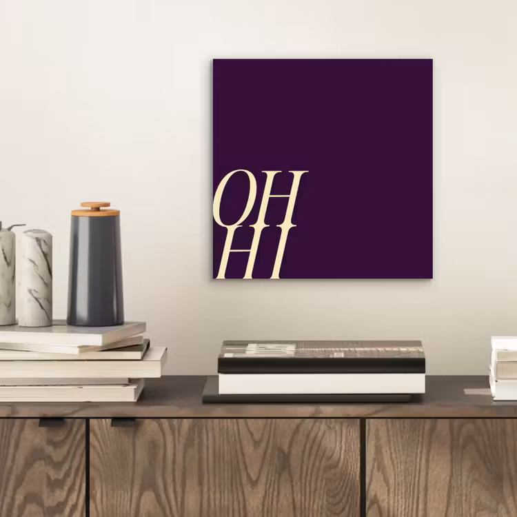 Oh hi - Paars - Cursief aluminium wit klein -sfeer1