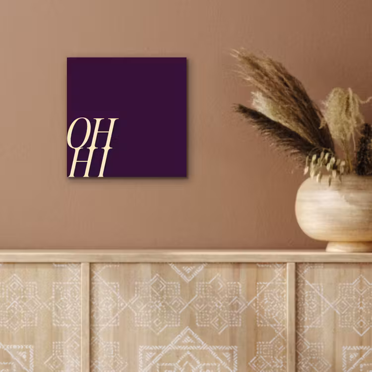 Oh hi - Paars - Cursief aluminium wit klein -sfeer4