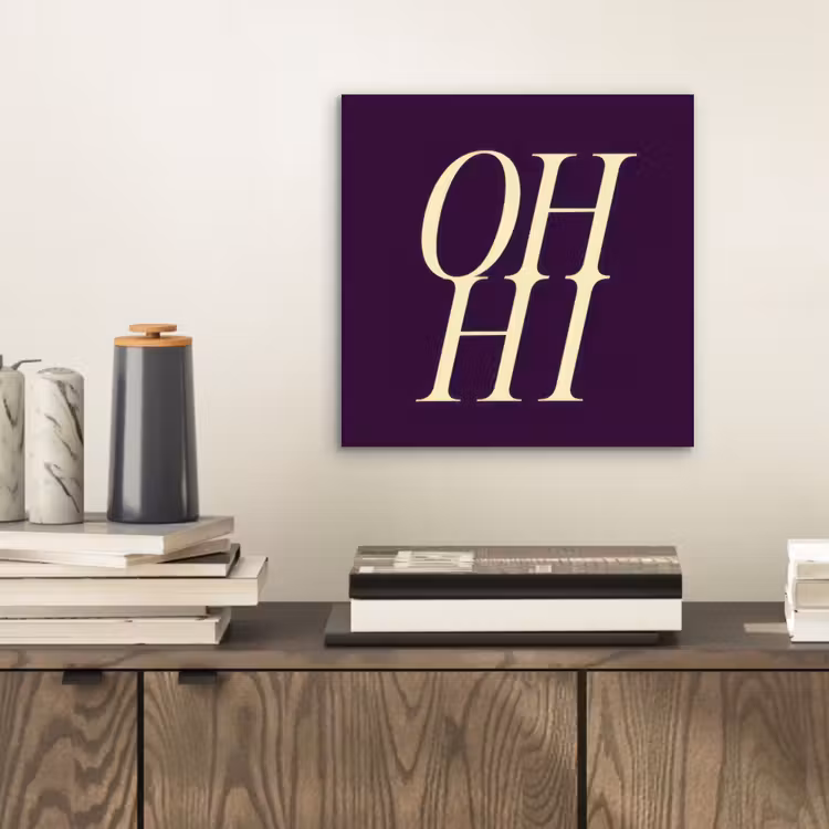 Oh hi - Paars - Minimalistisch aluminium wit klein -sfeer1