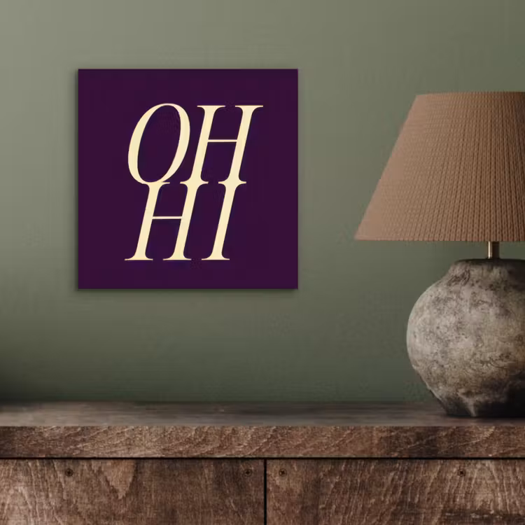 Oh hi - Paars - Minimalistisch aluminium wit klein -sfeer2