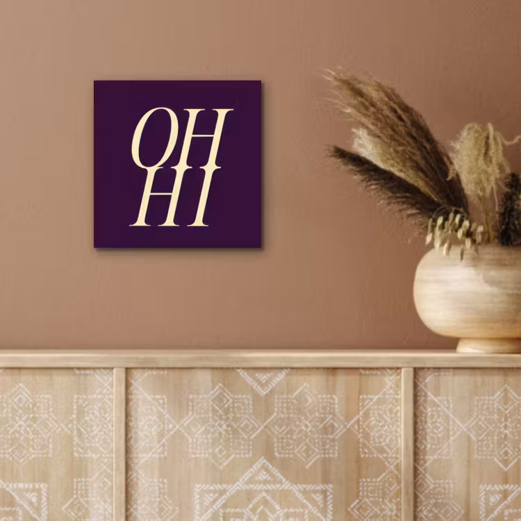 Oh hi - Paars - Minimalistisch aluminium wit klein -sfeer4