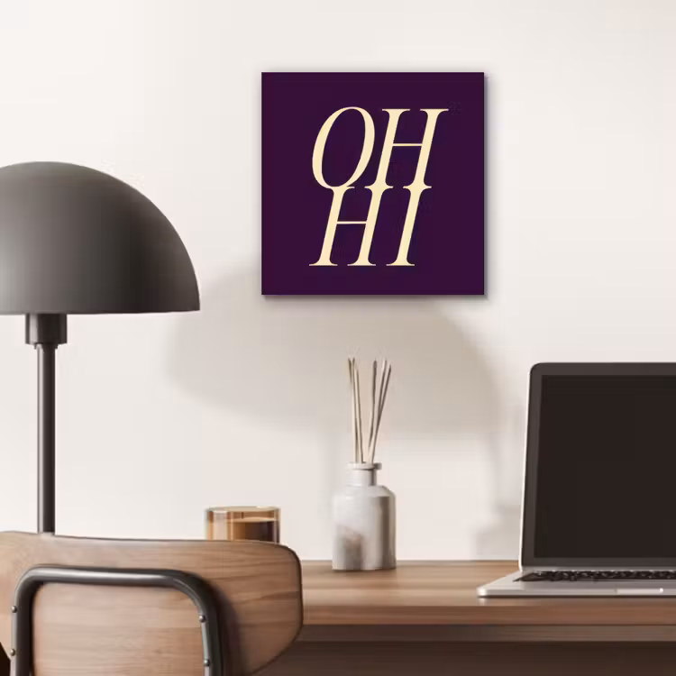 Oh hi - Paars - Minimalistisch aluminium wit klein -sfeer5