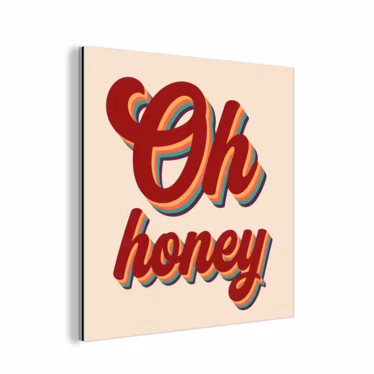 Oh honey - Rood - Schaduw aluminium wit klein -3d