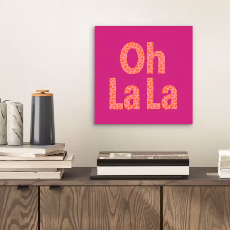 Oh la la - Luipaardprint - Roze aluminium wit klein -sfeer1